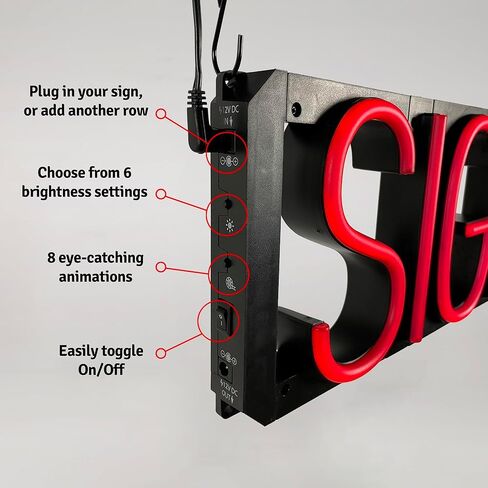 SpellBrite SERVICE Sign | Directional Sign with Neon Look, Red LED Light Source | 24.9" x 6.3" in Saudi Arabia