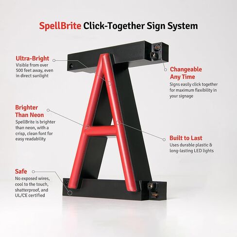SpellBrite SERVICE Sign | Directional Sign with Neon Look, Red LED Light Source | 24.9" x 6.3" in Saudi Arabia