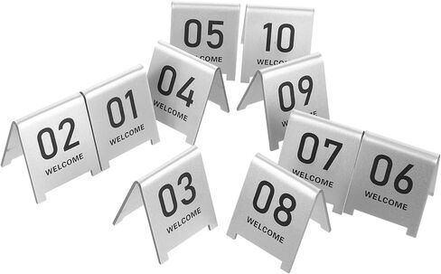 ULTECHNOVO 10pcs Shaped Table Number Markers Reusable Acrylic Signs for Restaurants Cafes and Events Compact Dual-sided Design for Efficient Table Management in Saudi Arabia