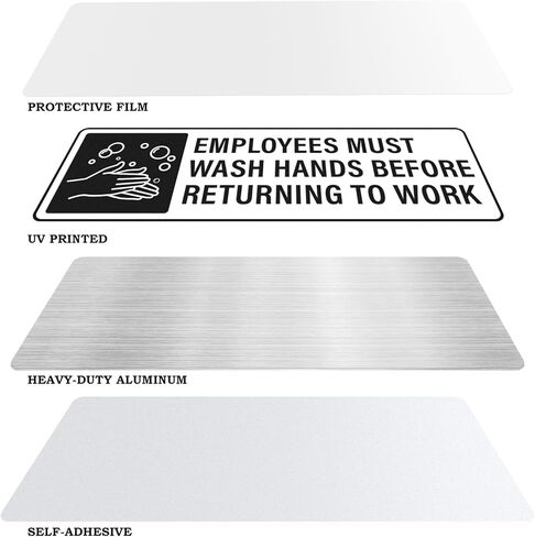 12 Pack Wash Rinse Sanitize Sink Sign Waterproof Aluminum Metal Signs 9 x 3 inch Self-adhesive Employees Must Wash Hands Sign for 3 Compartment Sinks Restaurant Kitchen Food Truck Supplies in Saudi Arabia