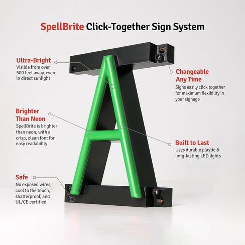 SpellBrite FOOD Sign | Restaurant-Related Green LED Sign with Neon Look | 16.9" x 6.3" in Saudi Arabia