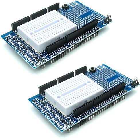 Prototype Shield with Breadboard for Arduino Mega Due Giga Solderable PCB ProtoShield Expansion Board for Easy Prototyping, 2 Pieces in Saudi Arabia