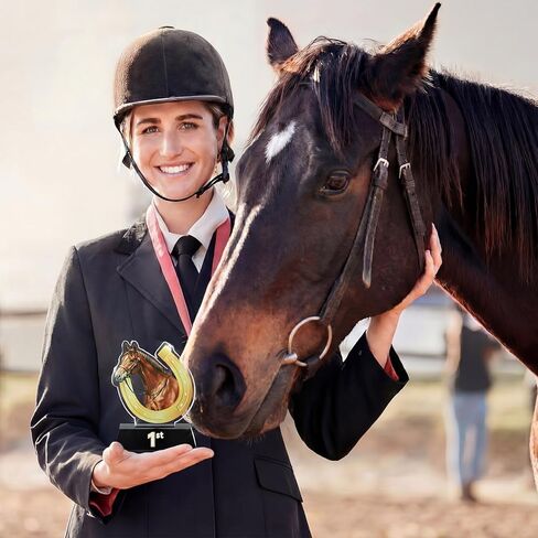 Kenning 3 Pcs Horse Trophies 1st 2nd 3rd Place Cup 4.8" Acrylic Horseshoe Award with Base Riding Prize Gift for Adult Tournament Match Sport Team Competition in Saudi Arabia