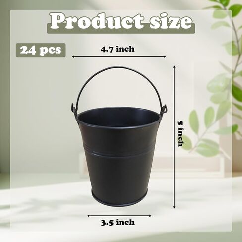24 Packs Mini Metal Buckets with Handles,5 x 3.5 x 4.7 Inch Black Mini Iron Pail Small Galvanized Tin Pails for Events, Classroom, School Storage, Succulents, Rustic Home Decor in Kuwait