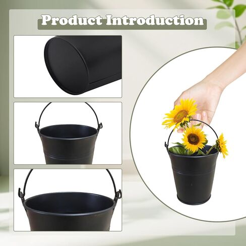 24 Packs Mini Metal Buckets with Handles,5 x 3.5 x 4.7 Inch Black Mini Iron Pail Small Galvanized Tin Pails for Events, Classroom, School Storage, Succulents, Rustic Home Decor in Kuwait