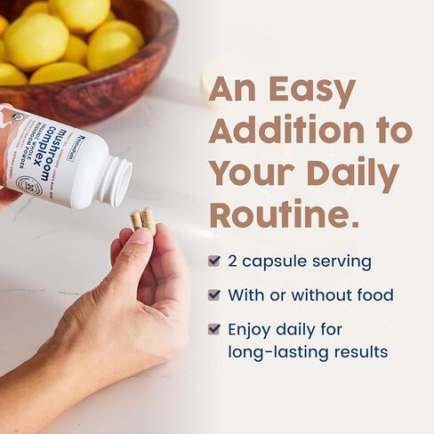 NativePath Mushroom Complex 1375mg - Organic Lions Mane, Turkey Tail, Cordyceps & Reishi - 4 Mushroom Supplement for Immune Support, Brain Focus & Energy - Beta-Glucans, Vegan, Non-GMO - 60 Capsules in Kuwait