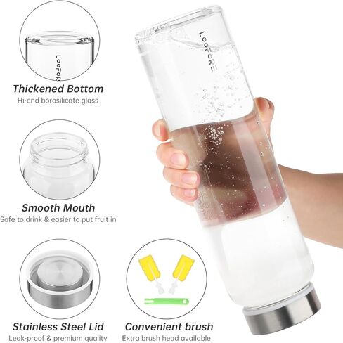 32 oz Glass Water Bottle with Straw - Reusable Eco Friendly Bpa Free - Borosilicate Glass Water Bottles with 2 Lids & Neoprene Sleeve - for Gym, Sports & Workout, Daily - 1 Pack in Saudi Arabia