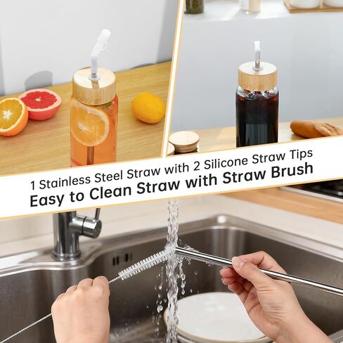 32 oz Glass Water Bottle with Straw - Reusable Eco Friendly Bpa Free - Borosilicate Glass Water Bottles with 2 Lids & Neoprene Sleeve - for Gym, Sports & Workout, Daily - 1 Pack in Saudi Arabia