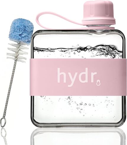 hydr Flat Water Bottle | Mini Slim Square Small Leakproof Reusable Bottle for Bags, Travel & Gym, 12oz BPA-Free Tritan Portable Hydration Flask (Lake Blue) in Saudi Arabia