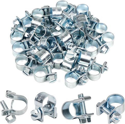 32Pcs 1/8" Mini Fuel Line Clamps, 5/16"-13/32" Dia (8-10mm) Fuel Injection Gas Line Hose Clamps, Adjustable Zinc Plated Pipe Hose Clip Tube Clamps for Diesel/Petrol Pipe in Automotive, Truck in Saudi Arabia
