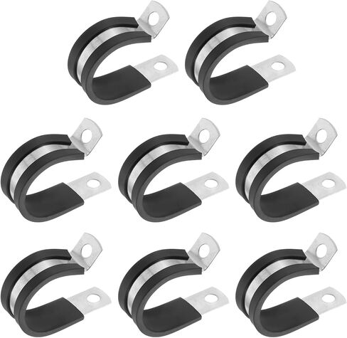 PATIKIL 2-1/2 Inch Cable Clamp, 8 Pack 304 Stainless Steel Rubber Cushioned Insulated Pipe Metal Clamp for Tube Pipe Hose Cable Wire Cord Installation in Saudi Arabia
