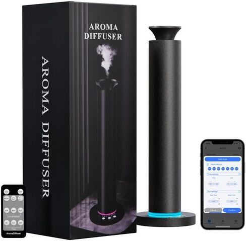 Waterless Scent Diffuser Machine with 4 Lights and Breathing Lights Modes Max Coverage 2500 sq.ft. Essential Oil Diffusers Fragrance Large Room Rechargeable App Remote Control Secret Silver in Saudi Arabia