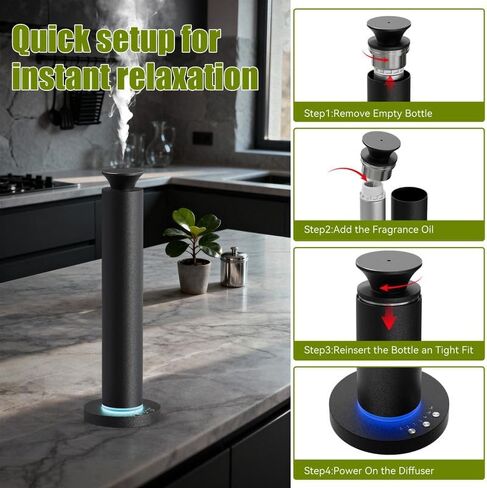 Waterless Scent Diffuser Machine with 4 Lights and Breathing Lights Modes Max Coverage 2500 sq.ft. Essential Oil Diffusers Fragrance Large Room Rechargeable App Remote Control Secret Silver in Saudi Arabia