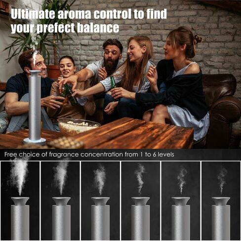 Waterless Scent Diffuser Machine with 4 Lights and Breathing Lights Modes Max Coverage 2500 sq.ft. Essential Oil Diffusers Fragrance Large Room Rechargeable App Remote Control Secret Silver in Saudi Arabia