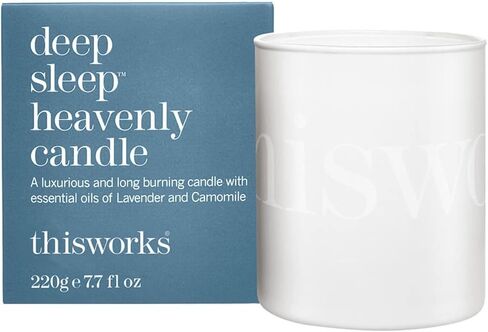 This Works Deep Sleep Heavenly Candle, 220 g - Luxury Candle Enriched with Essential Oils of Lavender, Camomile and Vetivert - Hand Poured Scented Candle with a 40hr Burn Time for a Calming Experience in Kuwait