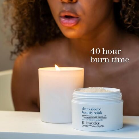 This Works Deep Sleep Heavenly Candle, 220 g - Luxury Candle Enriched with Essential Oils of Lavender, Camomile and Vetivert - Hand Poured Scented Candle with a 40hr Burn Time for a Calming Experience in Kuwait