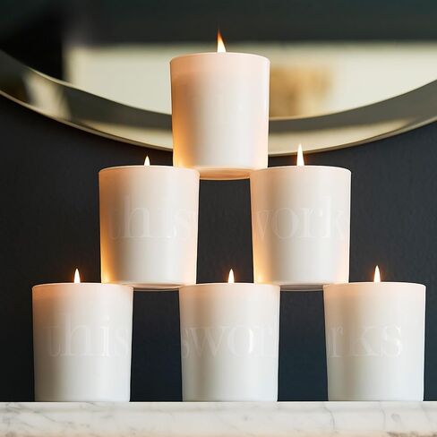 This Works Deep Sleep Heavenly Candle, 220 g - Luxury Candle Enriched with Essential Oils of Lavender, Camomile and Vetivert - Hand Poured Scented Candle with a 40hr Burn Time for a Calming Experience in Kuwait