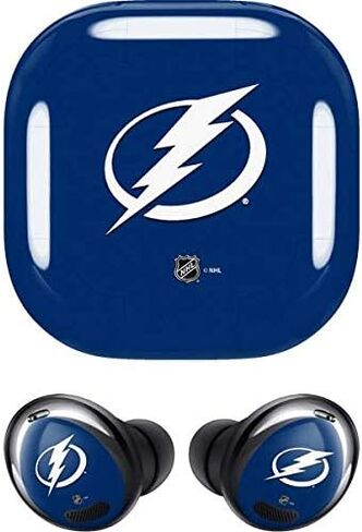 غلاف صوتي من Skinit متوافق مع Samsung Galaxy Buds Pro - تصميم شعار NHL Tampa Bay Lightning المرخص رسميًا in Saudi Arabia