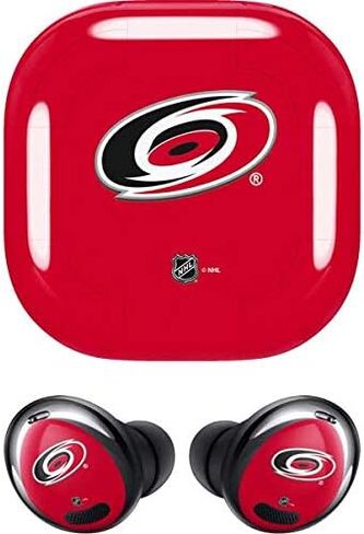 غلاف صوتي من Skinit متوافق مع Samsung Galaxy Buds Pro - تصميم خلفية صلبة مرخص رسميًا من NHL Carolina Hurricanes in Saudi Arabia