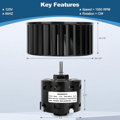 S99080274 محرك مروحة الحمام ومجموعة عجلة النفخ مع مطاط تركيب المحرك S99100412، تدفق هواء عالي ضوضاء منخفضة، يناسب ACS120L ACS130 HS120L HS130 MS120L MS130 MHS120L NS120L NS130 S120L S120FL S130 in Kuwait