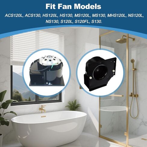 S99080274 محرك مروحة الحمام ومجموعة عجلة النفخ مع مطاط تركيب المحرك S99100412، تدفق هواء عالي ضوضاء منخفضة، يناسب ACS120L ACS130 HS120L HS130 MS120L MS130 MHS120L NS120L NS130 S120L S120FL S130 in Kuwait