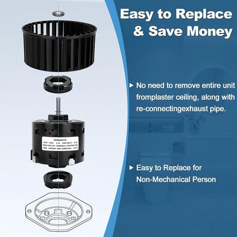 S99080274 محرك مروحة الحمام ومجموعة عجلة النفخ مع مطاط تركيب المحرك S99100412، تدفق هواء عالي ضوضاء منخفضة، يناسب ACS120L ACS130 HS120L HS130 MS120L MS130 MHS120L NS120L NS130 S120L S120FL S130 in Kuwait