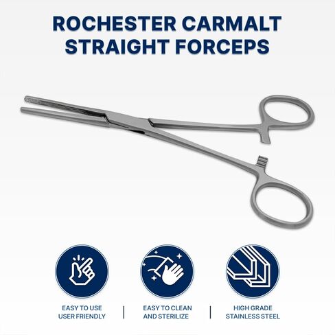 Rochester Carmalt Hemostat Artery Forceps with Cross Serrated and Longitudinal Grooved Jaws (8" STR.) in Kuwait