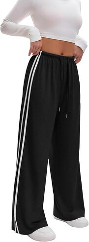 Womens Track Pants Athletic Running Pants Sweatpants Straight Leg Pockets Sports Jogging Striped Loose Fit in Saudi Arabia