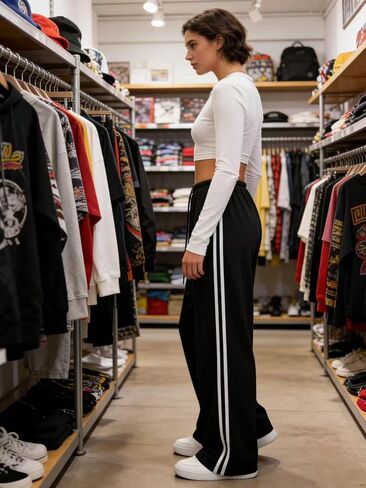 Womens Track Pants Athletic Running Pants Sweatpants Straight Leg Pockets Sports Jogging Striped Loose Fit in Saudi Arabia