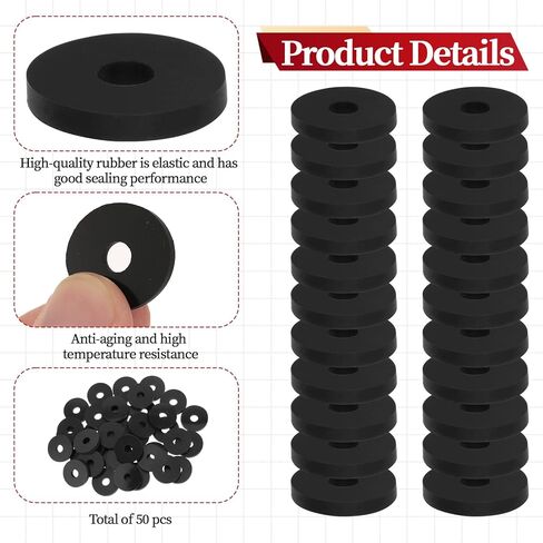 30 Pcs Rubber Washer, Flat 3/4 Inch OD X 1/4 Inch ID X 1/8 Inches Thickness Rubber Spacers Duty Abrasion Resistant Black Washers for Screws Bolts Household Appliances in Saudi Arabia