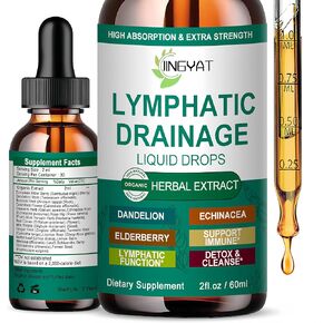 قطرات التصريف اللمفاوي العضوية | مكمل التصريف اللمفاوي 17 في 1 | إشنسا، البلسان، الهندباء | التصريف اللمفاوي الشحمي عالي الامتصاص لدعم المناعة، تنظيف اللمف والتخلص من السموم، 2 أونصة سائلة in Kuwait
