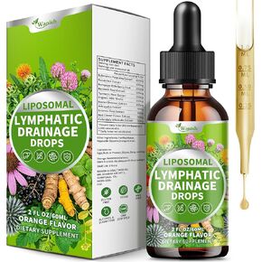 Lymphatic Drainage Drops Supplement for Liposomal, Immune & Lymph System Support for Women & Men with Echinacea,Elderberry,Dandelion,Milk Thistle,Burdock,Turmeric & More,Orange Flavor,2 FL OZ in Saudi Arabia