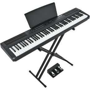 بيانو رقمي مكون من 88 مفتاحًا ومطرقة للوحة المفاتيح، لوحة مفاتيح بيانو كهربائية كاملة الحجم مع حامل قابل للتعديل، لوحة وظيفية قوية، وحدة 3 دواسات للمبتدئين والمتوسطين (أسود) in Kuwait