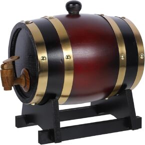 VALICLUD Wooden Wine Barrel 1.5L Set Stand Oak Aging Barrel for Red Wine and Beer Wooden Drink Dispenser for Home Bar and Decoration in Kuwait