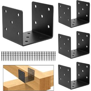 4 PCS Heavy Duty Steel Half Post Base,4x4 Post Anchor Connector,Joist Hanger Brackets Support,Roof Post Cap Tie Brackets for Wood House or Light Steel Frame in Kuwait