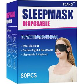 80 Pack Disposable Eye Masks for Sleep, Blackout Blindfolds for Men Women Sleeping Mask Bulk, Soft Blind Fold Night Eye Shade Cover for Travel Games Party in Kuwait