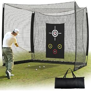 10x8ft Golf Hitting Cage,270°Large Catch Zone Practice Net with Double Back Net & Target Cloth, Heavy-Duty Golf Cage Net for Backyard, Indoor & Outdoor in Kuwait