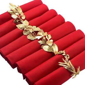 Matte Gold Leaf Napkin Rings Set of 8, Metal Napkin Holder Botanical Herb Theme, Elegant for Daily Use, Wedding, Anniversary, Housewarming, Family Dinner Table Decor in Saudi Arabia