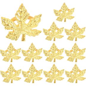 مجموعة حلقات مناديل عيد الشكر من كلينتابل - 12 قطعة من حامل مناديل الخريف حلقات أوراق معدنية حامل مشبك ديكور الطاولة لفصل الخريف وعيد الشكر وعيد الهالوين وحفلات الزفاف المنزلية باللون الذهبي العتيق in Kuwait