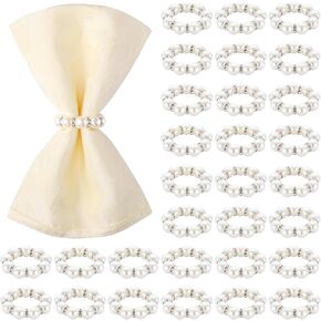Suream 60 PCS Napkin Rings Silver, Table Napkin Rings for Wedding Christmas Dinner Banquet Decoration and Daily Use(White & Silver) in Kuwait