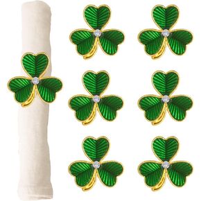 حلقات منديل عيد القديس باتريك مجموعة من 6 حلقات منديل البرسيم الأخضر حلقات حامل منديل حلقات منديل شامروك معدنية لتزيين طاولة الطعام في عيد القديس باتي in Kuwait