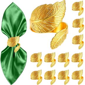 Napkin Rings Gold Napkin Rings Set of 12 Metal Leaf Shaped Fall Thanksgiving Christmas Napkin Ring Napkin Holder Buckles for Elegant Dinner Table Decor,Kitchen,Banquet,Wedding,Holiday, Everyday Party in Kuwait