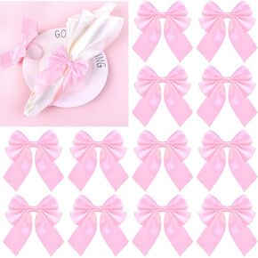 Bow Napkin Ring Set of 12, Pink Napkin Ring Holder Satin Pink Bow Napkin Buckle Bowknot Dinner Table Ring for Bow Party Decorations Coquette Party Bachelorette Bridal Baby Shower Wedding in Kuwait