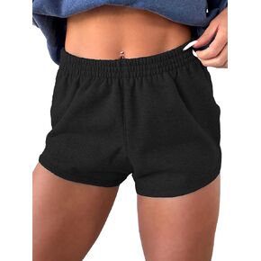 شورت نسائي من HERILIOS عالي الخصر للعرق خفيف الوزن مصنوع من خليط القطن وحزام خصر مرن للجري in Kuwait