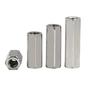 M3 M4 M5 M6 M8 M10 M12 304 Stainless Steel Hexagon Hex Extend Long Rod Coupling Nut Connector Joint Tubular DIN6334(15mm) in Kuwait