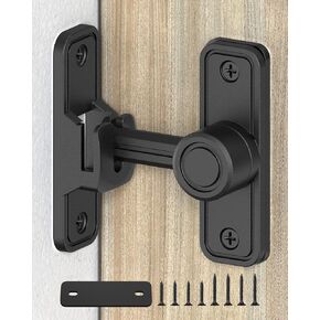 Heavy-Duty Barn Door Lock & Sliding Door Lock, 90/180° Flip Privacy Latch - Extra Thick Zinc Alloy for Bathroom, Bedroom, Shed, Cabinets, Garden Gate, Pet House. Includes Screws & Spacer (Black-1PC) in Kuwait