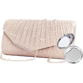 Evening Clutch Purse for Women with Interchangeable Chain Strap and Mirror – Wedding, Prom & Party Handbag in Kuwait