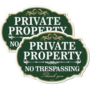 لافتة ممنوع التعدي على الممتلكات الخاصة، عبوتان، 10 × 7 بوصة (25 × 18 سم) علامة تحذير من الألومنيوم خالية من الصدأ، محمية من الأشعة فوق البنفسجية، مقاومة للبهتان in Kuwait