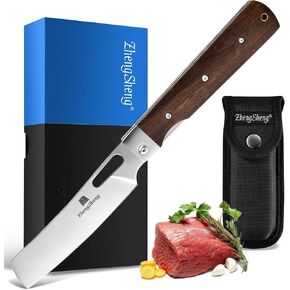 ZhengSheng Folding Chef Knife 4.8" Ultra Sharp 440A Stainless Steel Blade Natural Olive Handle Pocket Foldable Japanese Style Kitchen Knife for Outdoor Camping BBQ trip Cooking in Kuwait