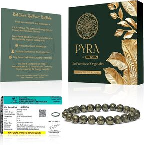 PYRA Certified Original Raw Pyrite Bracelet – Natural Pyrite Stone Energy Bracelet for Men & Women | Money Attraction Stone for Wealth & Success | with Activation Card & Authenticity Certificate in Saudi Arabia